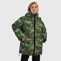 Женская зимняя куртка Oversize Камуфляж зелёный - фото 2