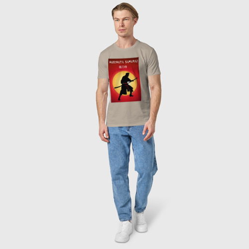 Мужская футболка хлопок Самурай сенсей, цвет миндальный - фото 5