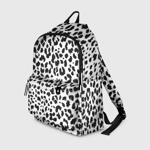 Рюкзак 3D с принтом Черные леопардовые пятна, вид спереди #2