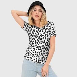 Женская футболка 3D Slim Черные леопардовые пятна - фото 2