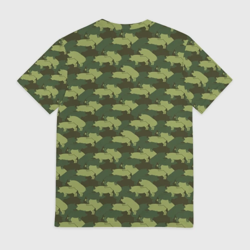 Мужская футболка 3D с принтом Свиньи 18+ камуфляж, вид сзади #1