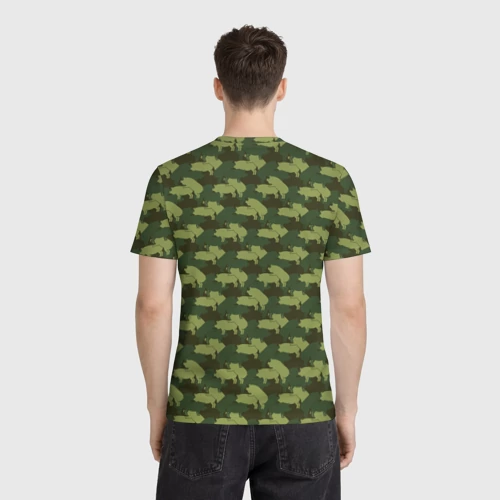 Мужская футболка 3D с принтом Свиньи 18+ камуфляж, вид сзади #2
