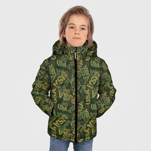 Зимняя куртка для мальчиков 3D USA - камуфляж, цвет светло-серый - фото 3