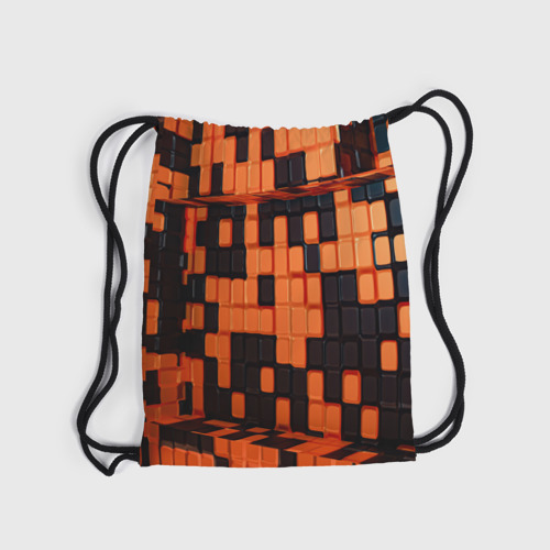 Рюкзак-мешок 3D Чёрные и оранжевые кубики - фото 6