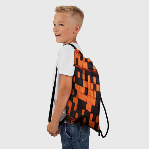 Рюкзак-мешок 3D Чёрные и оранжевые кубики - фото 3