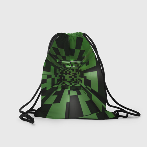 Рюкзак-мешок 3D Чёрно-зелёный геометрический коридор - фото 2