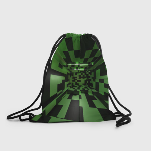 Рюкзак-мешок 3D Чёрно-зелёный геометрический коридор