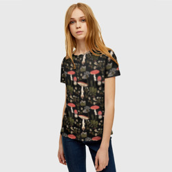 Женская футболка 3D Мухоморы и яблоневые цветы - фото 2