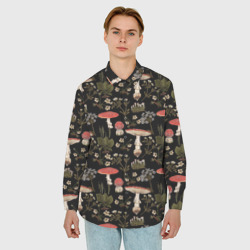 Мужская рубашка oversize 3D Мухоморы и яблоневые цветы - фото 2