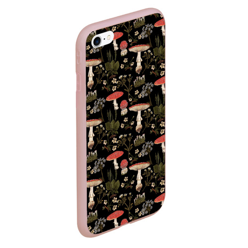 Чехол для iPhone 6/6S Plus матовый с принтом Мухоморы и яблоневые цветы, вид сбоку #3