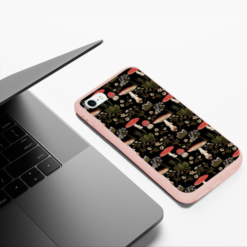Чехол для iPhone 6/6S Plus матовый с принтом Мухоморы и яблоневые цветы, фото #5