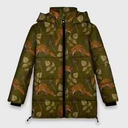 Женская зимняя куртка Oversize Лисы в листьях