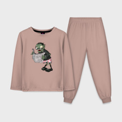 Детская пижама с лонгсливом хлопок Зомби с газетой