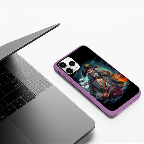 Чехол для iPhone 11 Pro матовый Пират и корабль, цвет фиолетовый - фото 5