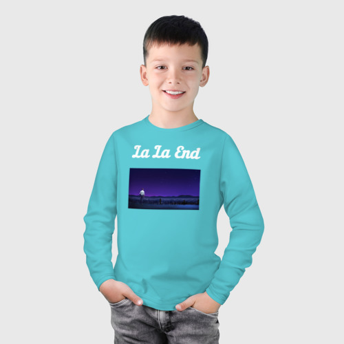 Детский лонгслив хлопок La La End, цвет бирюзовый - фото 3