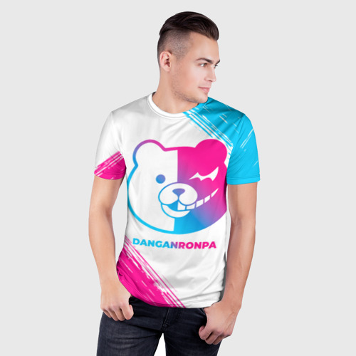 Мужская футболка 3D Slim Danganronpa neon gradient style, цвет 3D печать - фото 3