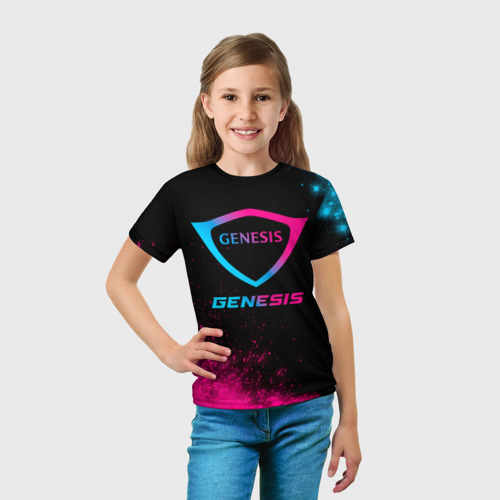 Детская футболка 3D Genesis - neon gradient, цвет 3D печать - фото 5