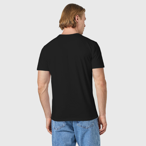 Мужская светящаяся футболка с принтом Doom в стиле glitch и баги графики, вид сзади #2