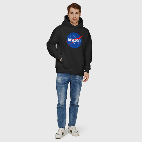 Мужское худи Oversize хлопок Макс НАСА, цвет черный - фото 6