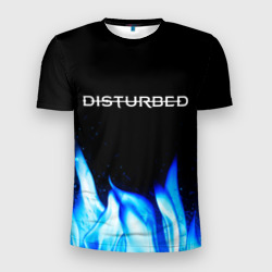 Мужская футболка 3D Slim Disturbed blue fire