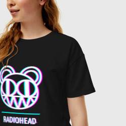 Женская футболка хлопок Oversize Radiohead glitch rock - фото 2