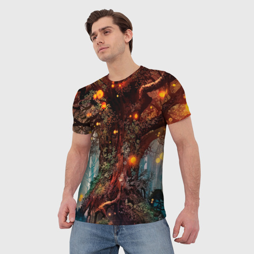 Мужская футболка 3D Сказочное дерево, цвет 3D печать - фото 3