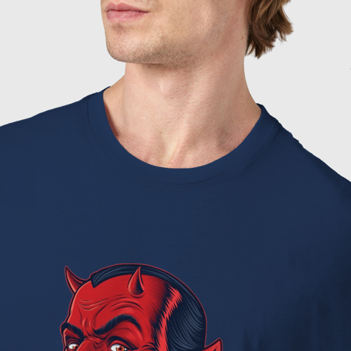 Мужская футболка хлопок Красивый и злой дьявол, цвет темно-синий - фото 6