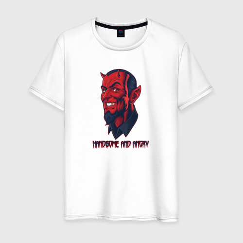 Мужская футболка из хлопка с принтом Красивый и злой дьявол, вид спереди №1