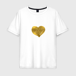 Мужская футболка хлопок Oversize Сердце золотой металлик