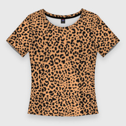 Женская футболка 3D Slim Оранжевое леопардовое поле