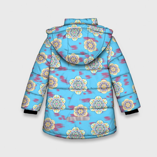 Зимняя куртка для девочек 3D Мандала орнамент на пятнах, цвет светло-серый - фото 2