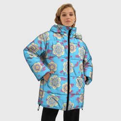 Женская зимняя куртка Oversize Мандала орнамент на пятнах - фото 2