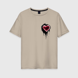 Женская футболка хлопок Oversize Красное сердце