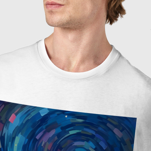 Мужская футболка хлопок Ночной пейзаж в стиле Ван Гога, цвет белый - фото 6