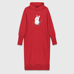 Заяц с лавандой – Платье удлиненное хлопок с принтом купить со скидкой в -19%