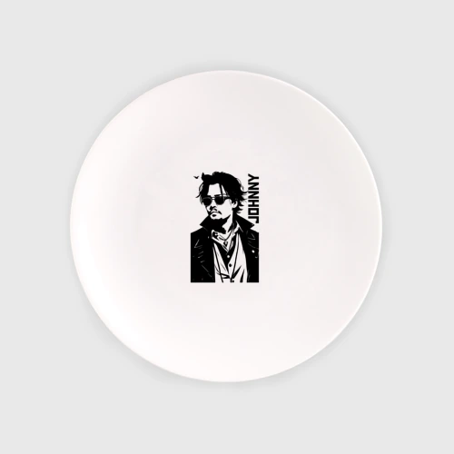 Тарелка Johnny Depp - bw силуэт