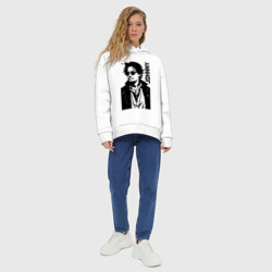 Худи с принтом Johnny Depp - graphics для женщины, вид на модели спереди №4. Цвет основы: белый