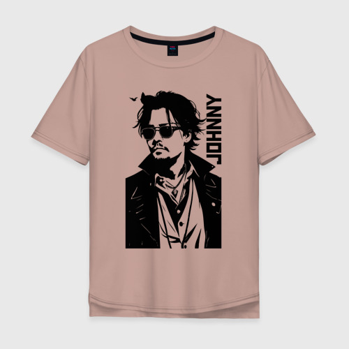 Мужская футболка хлопок Oversize с принтом Johnny Depp - graphics, вид спереди #2