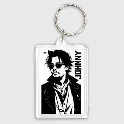 Брелок прямоугольный 35*50 Johnny Depp - bw силуэт