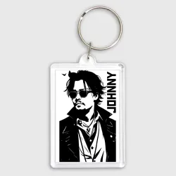 Брелок прямоугольный 35*50 Johnny Depp - bw силуэт