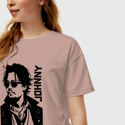 Женская футболка хлопок Oversize с принтом Johnny Depp - graphics, фото на моделе #1