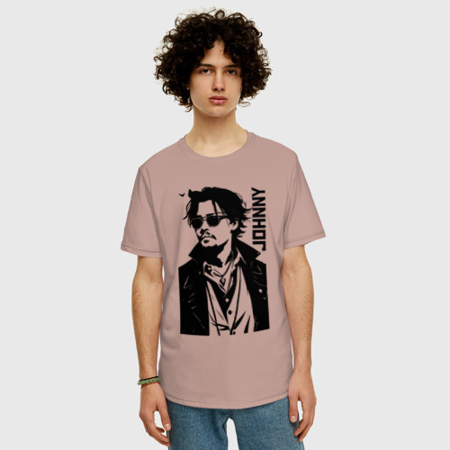 Мужская футболка хлопок Oversize с принтом Johnny Depp - graphics, фото на моделе #1