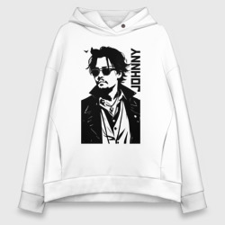 Johnny Depp - graphics – Женское худи Oversize хлопок с принтом купить со скидкой в -20%