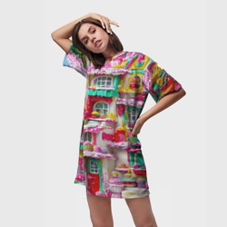 Платье-футболка 3D Домики из сладостей - фото 2