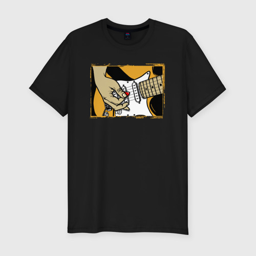 Мужская футболка хлопок Slim с принтом Рок-гитара, вид спереди #2