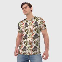Мужская футболка 3D Избушки и совы сипухи - фото 2