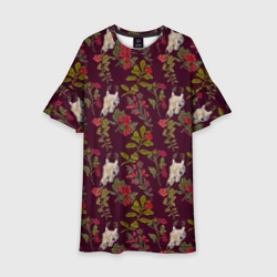 Детское платье 3D Черепа и ягоды