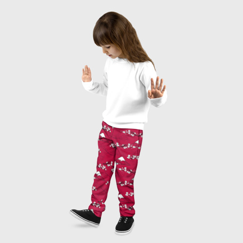 Детские брюки 3D Японский паттерн - цветение сакуры, цвет 3D печать - фото 3