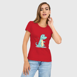 Женская футболка хлопок Slim Милый крокодильчик - фото 2