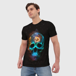 Мужская футболка 3D Космический череп - нейронная сеть - фото 2